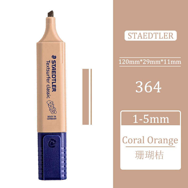 1pcs STAEDTLER 364 Highlighter Pen Oblique Head Marker Pen Poster Pen New Macaron Color Department Student Office Use