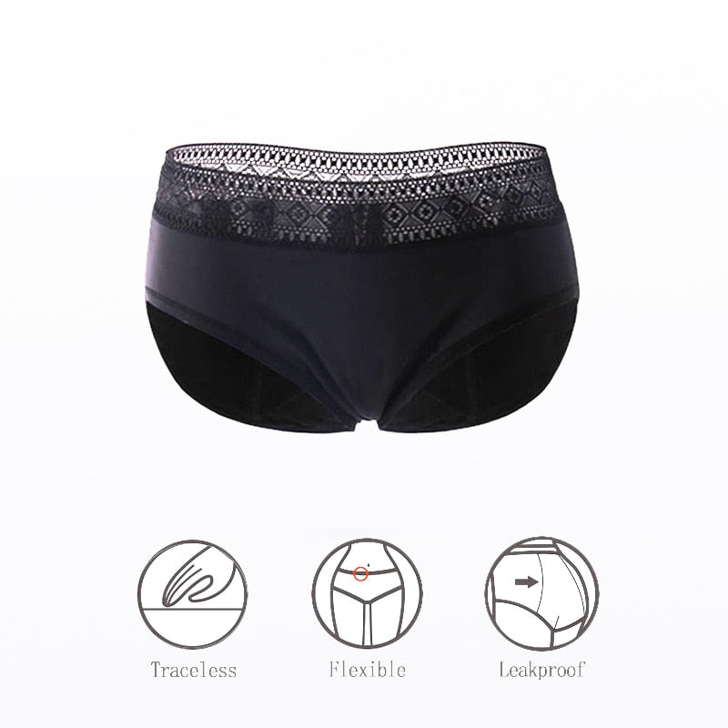 VIP Four Layers Period Panties New Leakproof Menstrual Panties Physiological Antibacterial Briefs Sexy Lace Underwear Women