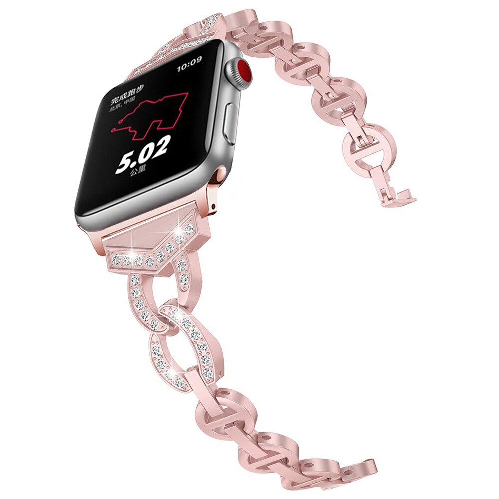 Fashion Diamond Bracelet for Apple Watch Band Series 7 SE 6 5 4 3 Women Strap for iWatch 41mm 45mm 40mm 44mm 38/42mm Metal Belt