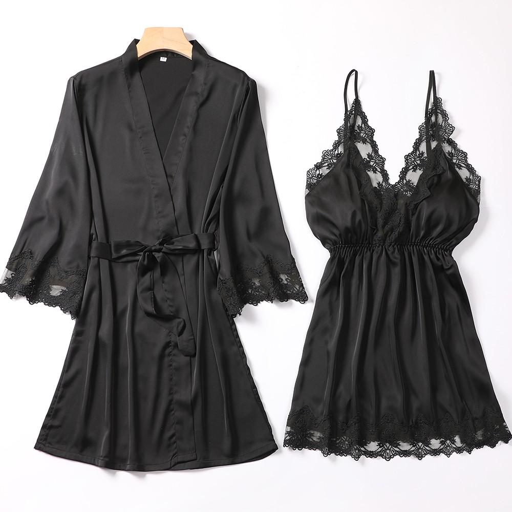 Lace Trim Sexy Wedding Lady Robe Suit Loose Satin Bride Bridesmaid Kimono Bathrobe Gown Mini Sleepwear Rayon Intimate Lingerie