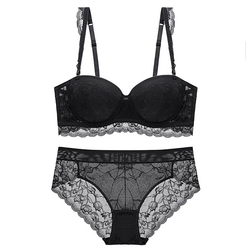 CINOON New Women underwear Set Lace Sexy Push-up Bra And Panty Sets Comfortable Brassiere Adjustable Straps Gathered Lingerie