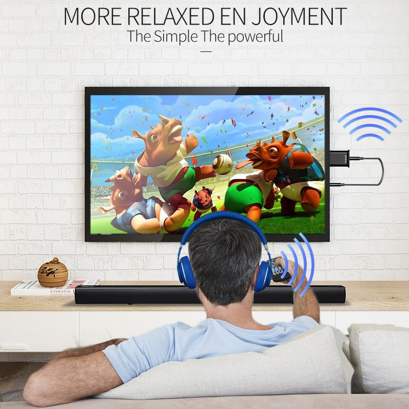 FLOVEME TV Bluetooth Headphones HiFi bluetooth headset Deep Bass Wireless Headphone with Transmitter Stick For TV Computer Phone