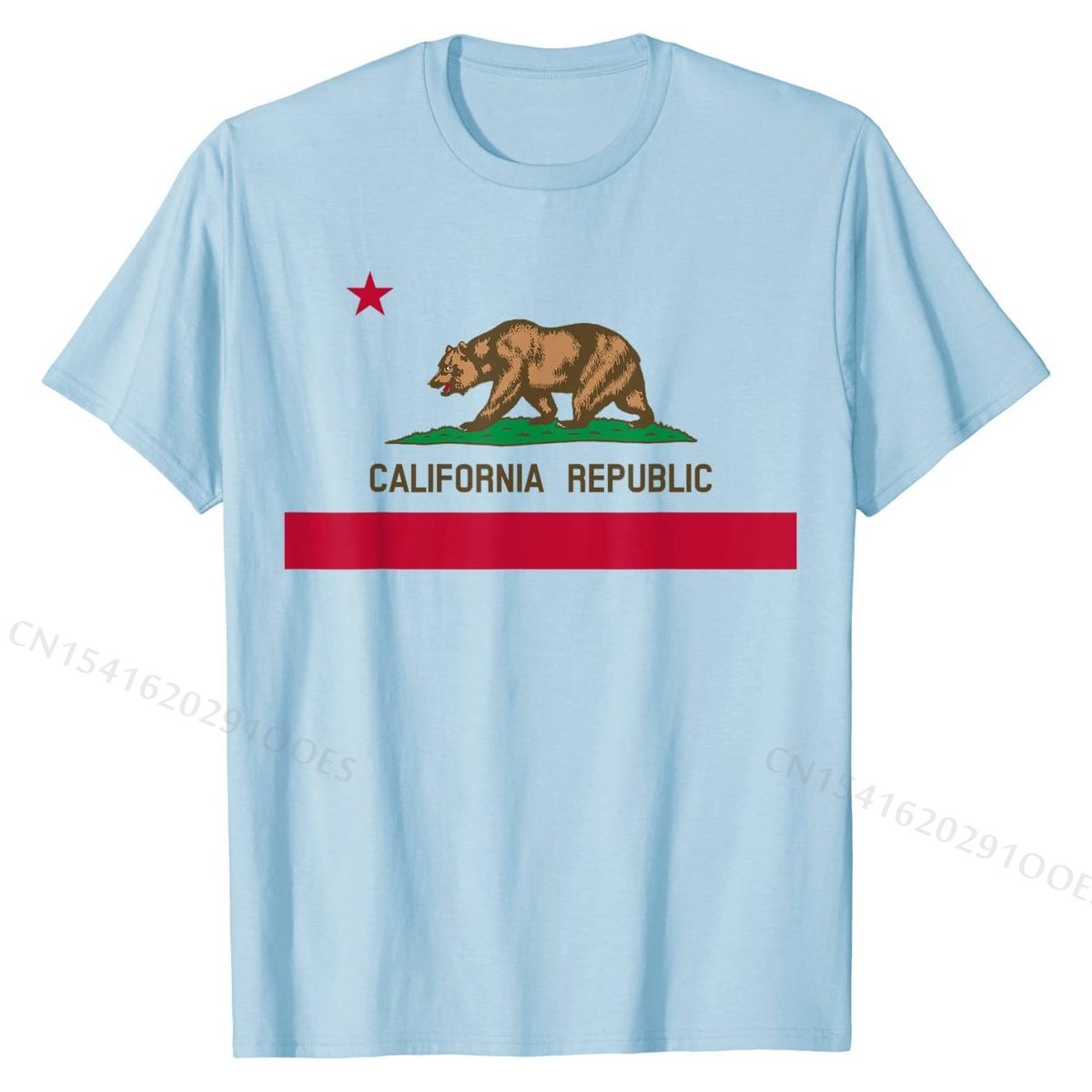 California Republic Flag Patriotic State Travel USA Gift T-Shirt Cotton Tops Tees Hip hop Discount Normal T Shirt