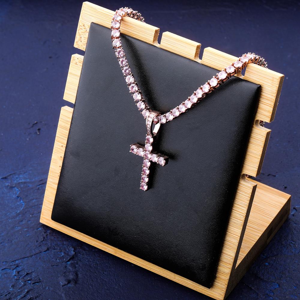 TOPGRILLZ Hip Hop Pico Harvey Cross Pendant Necklace Micro Pave AAAA+ Cubic Zirconia Egyptian Style With 24" 30" Chain