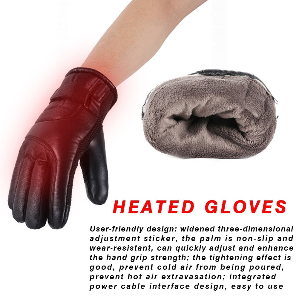 Motorcycle Electric Heated Gloves Windproof For Cycling Skiing Winter Warm Heating Gloves USB Powered For Men Women Sports Ski