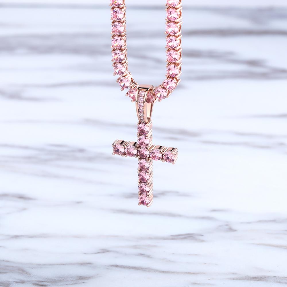 TOPGRILLZ Hip Hop Pico Harvey Cross Pendant Necklace Micro Pave AAAA+ Cubic Zirconia Egyptian Style With 24" 30" Chain