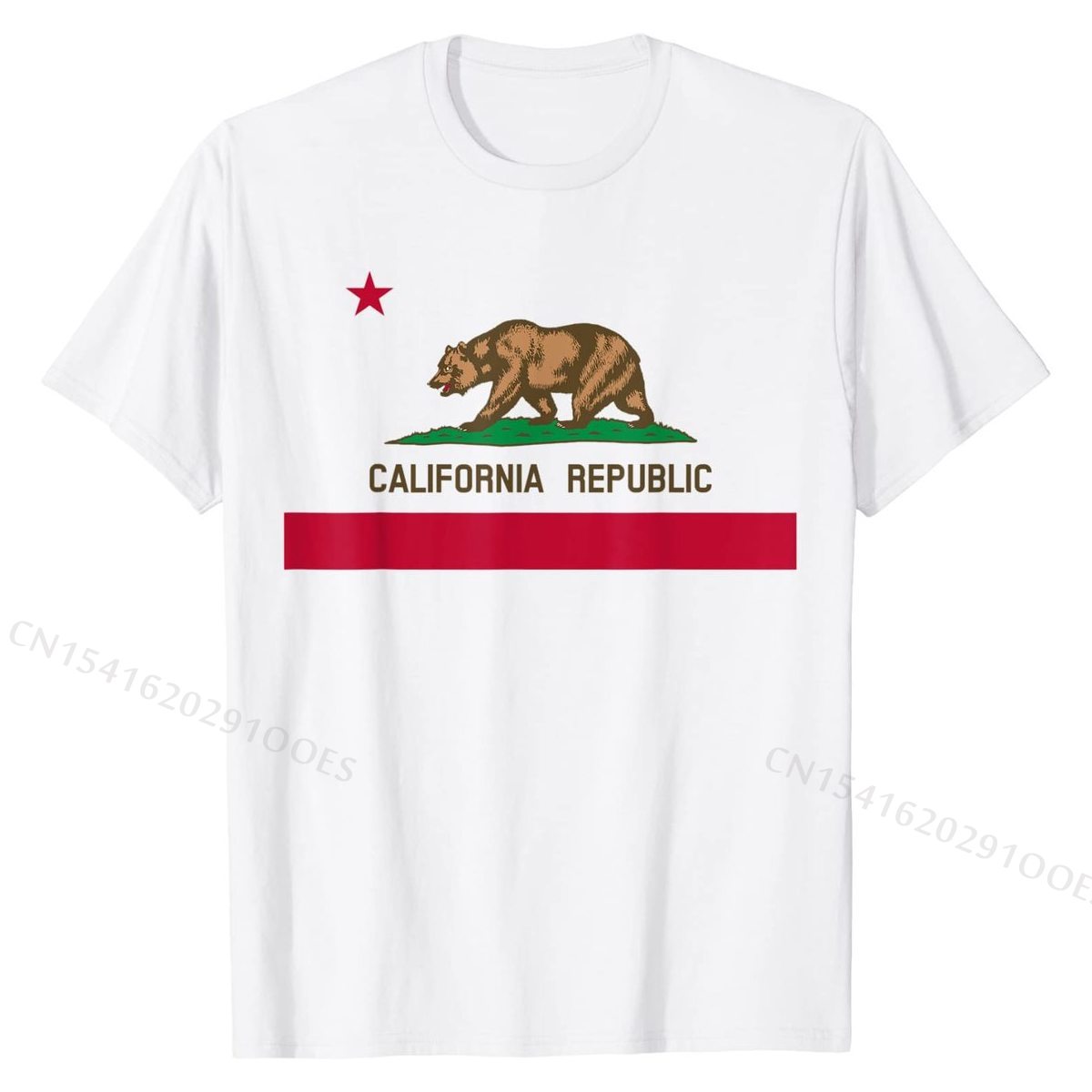 California Republic Flag Patriotic State Travel USA Gift T-Shirt Cotton Tops Tees Hip hop Discount Normal T Shirt