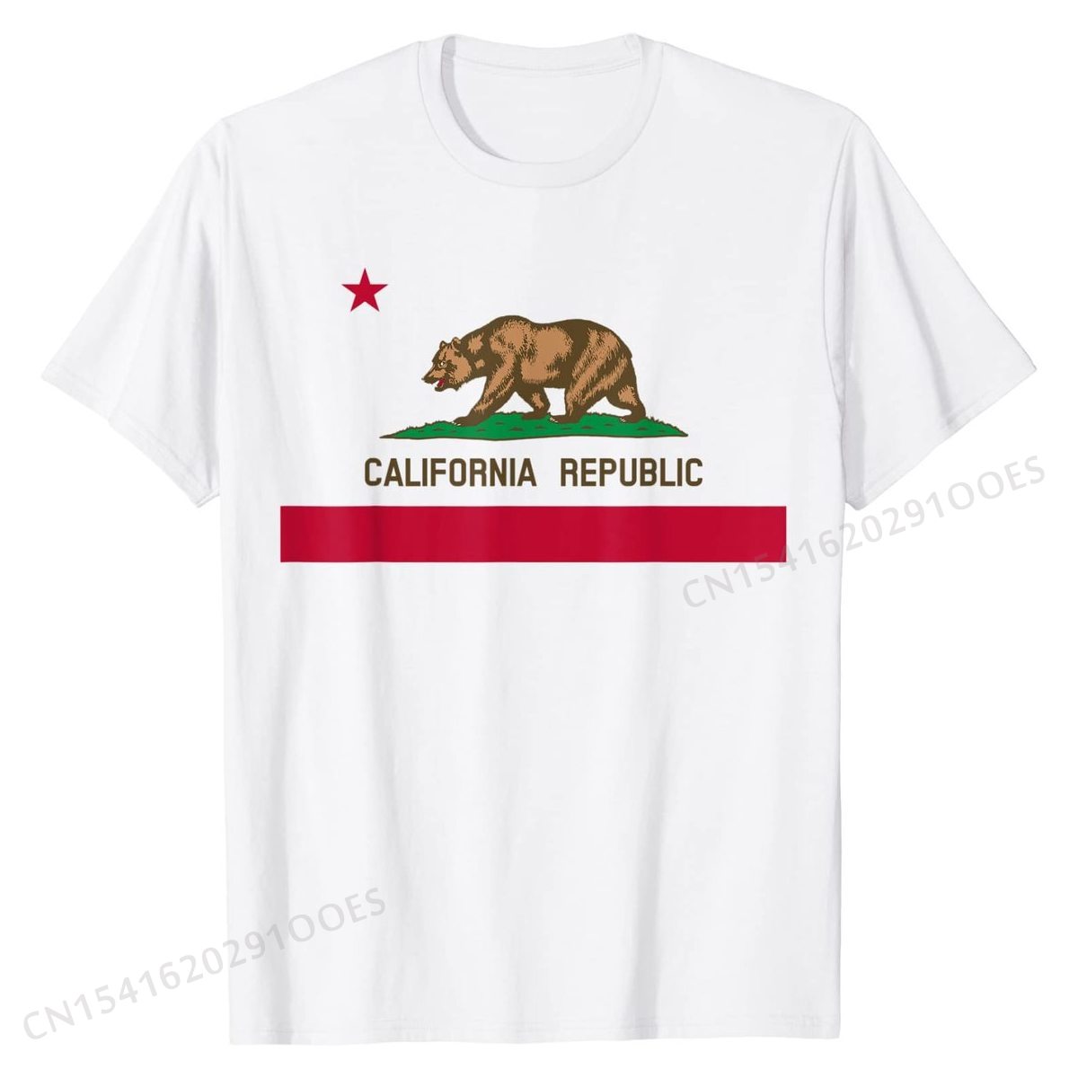 California Republic Flag Patriotic State Travel USA Gift T-Shirt Cotton Tops Tees Hip hop Discount Normal T Shirt