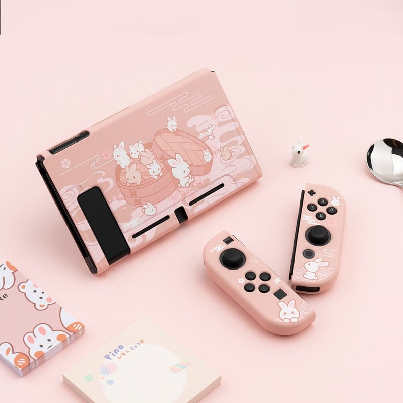 GeekShare Nintendo Switch Case Steamed Bread Rabbit Cartoon Dessert Fairy League Soft Cover Back Girp Shell For Nintend Switch