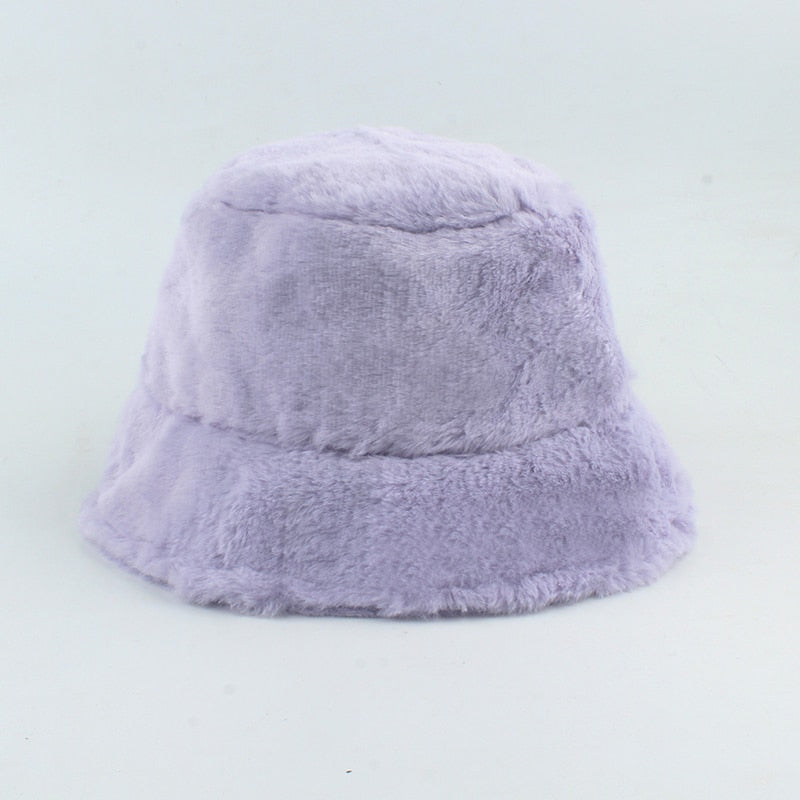 Faux Fur Winter Hats For Women Black White Cow Print Bucket Hat Men Panama Fisherman Caps Gorras