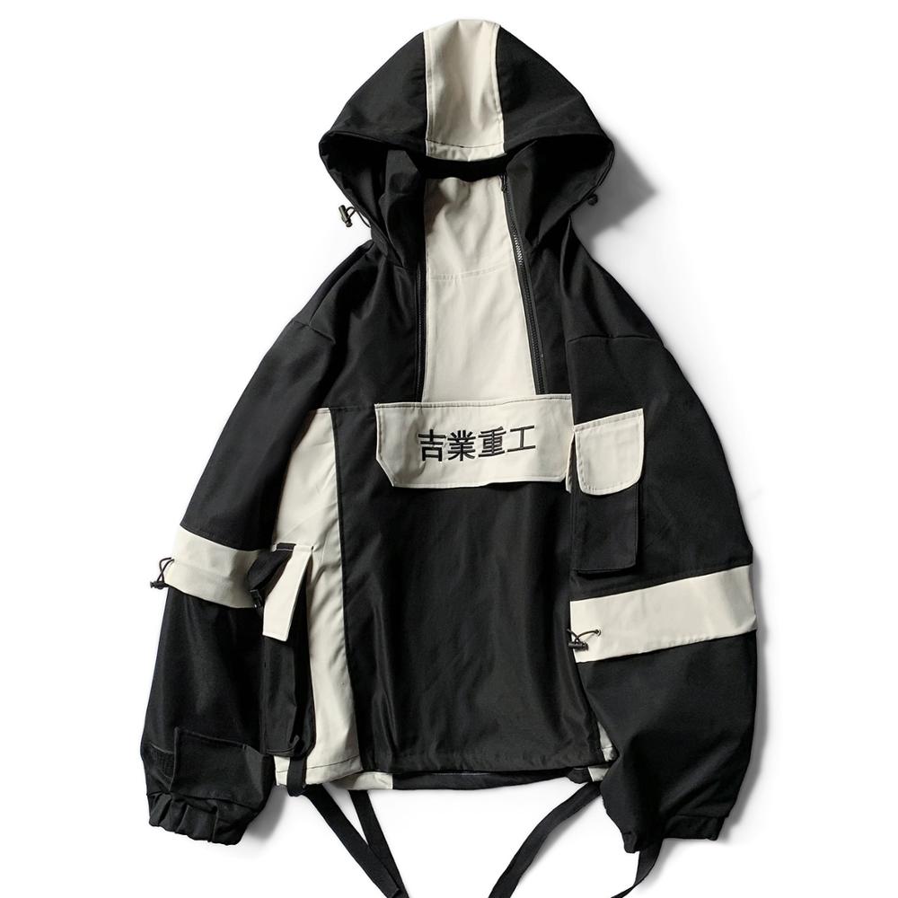 11 BYBB'S DARK Patchwork Hip Hop Streetwear Hoodies Men 2020 Color Block Mulit Pockets Harajuku Japanese Hooded Jackets Coats