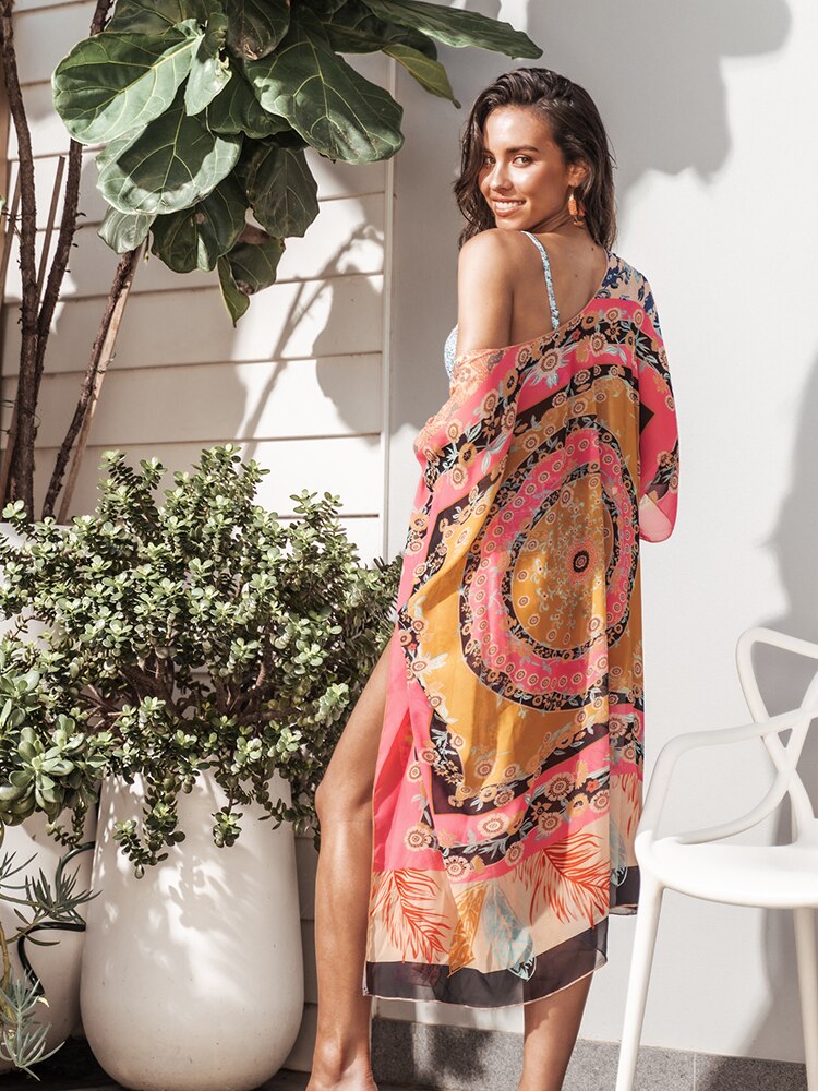 CUPSHE Crochet Bikini Cover Up Sexy Long Kimono Swimsuit Beach Dress For Women 2022 Summer Bathing Suit Beachwear Tunic Shirt