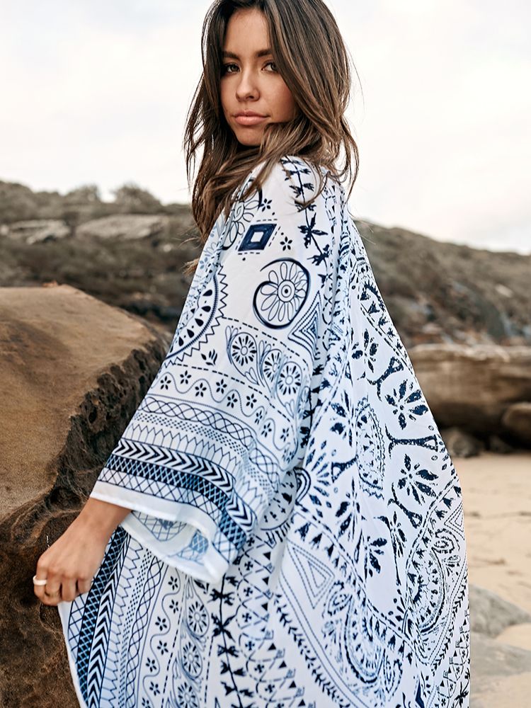 CUPSHE Crochet Bikini Cover Up Sexy Long Kimono Swimsuit Beach Dress For Women 2022 Summer Bathing Suit Beachwear Tunic Shirt
