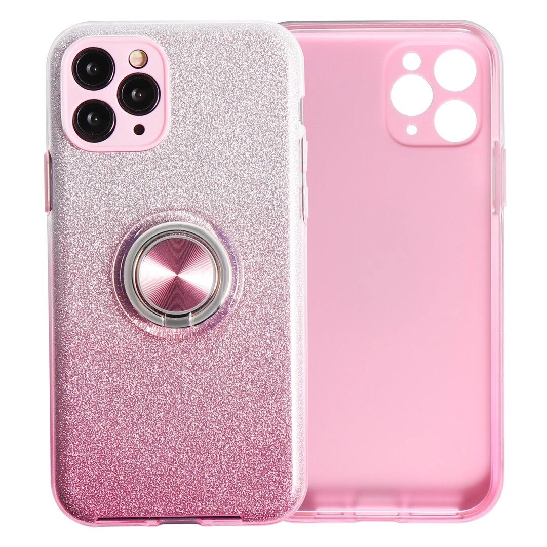 Bling Glitter Gradient Soft Case For iPhone 12 Pro Max 11 XS X XR 7 8 Plus SE 2020 Phone With Ring Holder Stand Cover Women Girl