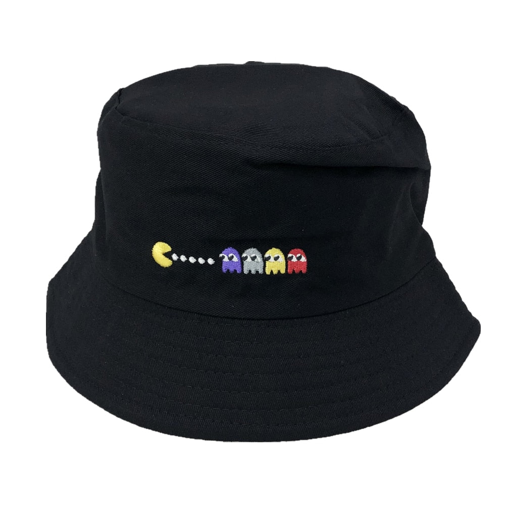 Unisex Embroidered Alien Foldable Bucket Hat Beach Sun Hat Street Headwear Fisherman Outdoor Cap Men and Woman Hat