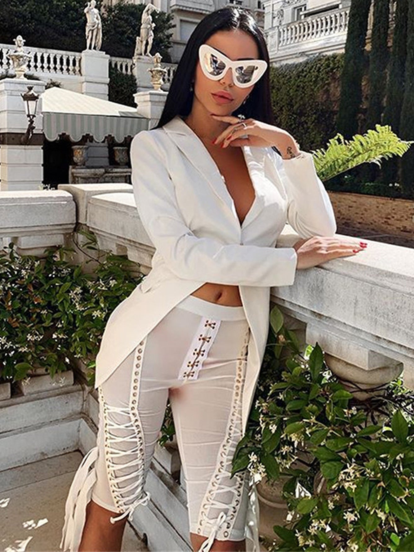 Sexy mesh perspective Women's Two Piece Set Top and shorts 2 Piece Set Club Celebrity Party Pants Suit 2022 Summer New Fashion