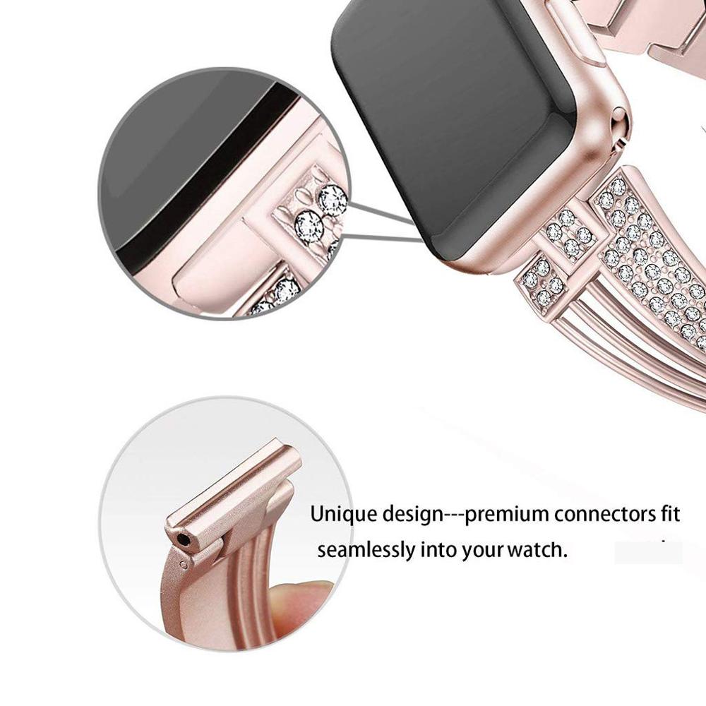 Luxury Crystal Diamond Bracelet Strap For Apple Watch Band 7 42mm 38 40 44 mm Series 6 5 4 3 Bands Steel Women Wrist for iwatch