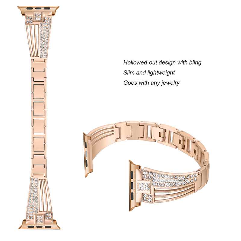 Luxury Crystal Diamond Bracelet Strap For Apple Watch Band 7 42mm 38 40 44 mm Series 6 5 4 3 Bands Steel Women Wrist for iwatch