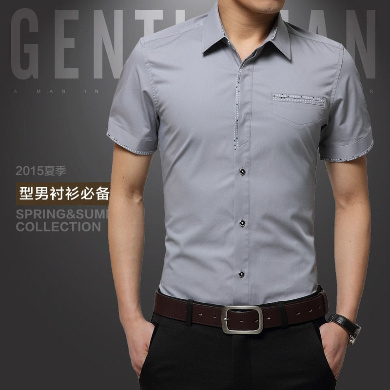 2022 Summer New Men's Shirt Brand Luxury Men Cotton Short Sleeves Dress Shirt Turn-down Collar Cardigan Shirt Men Clothes