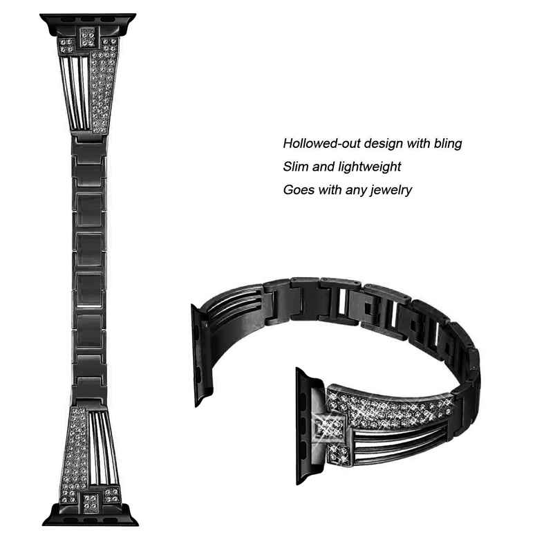 Luxury Crystal Diamond Bracelet Strap For Apple Watch Band 7 42mm 38 40 44 mm Series 6 5 4 3 Bands Steel Women Wrist for iwatch
