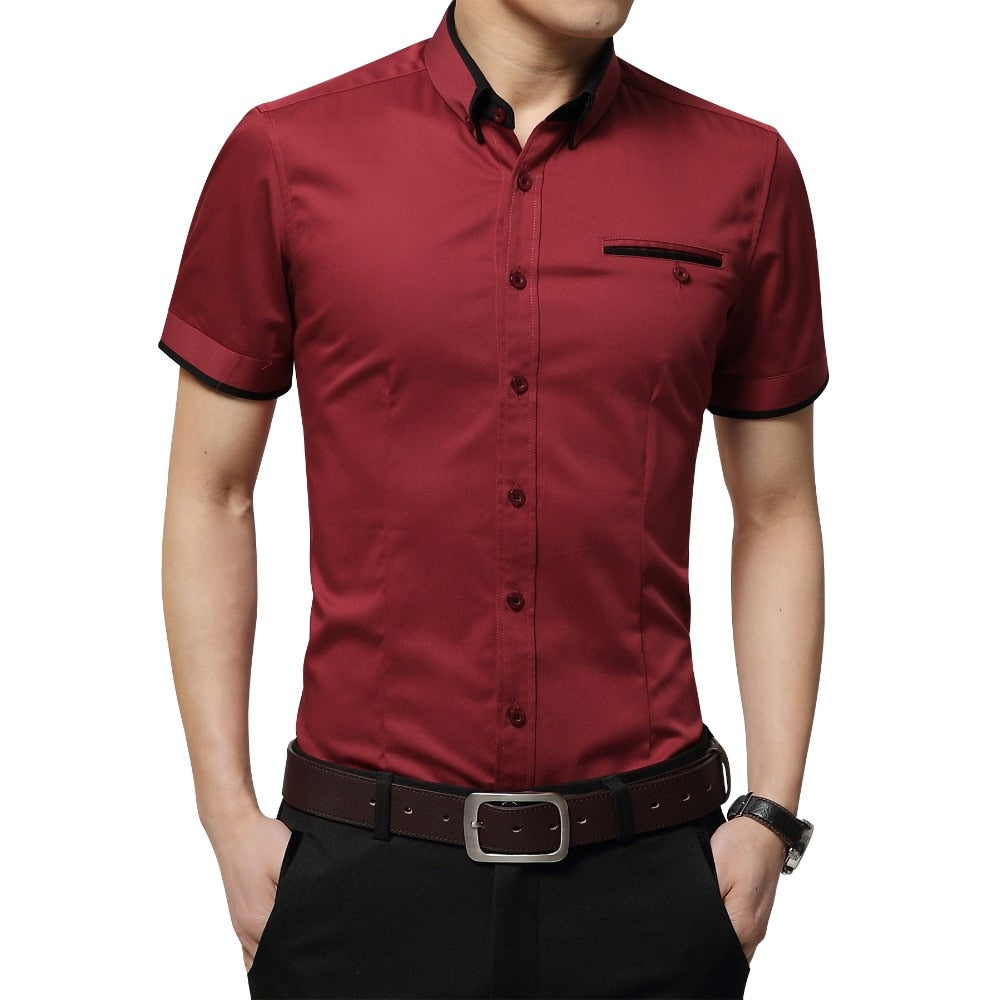 2022 New Arrival Brand Men's Summer Business Shirt Short Sleeves Turn-down Collar Tuxedo Shirt Shirt Men Shirts Big Size 5XL