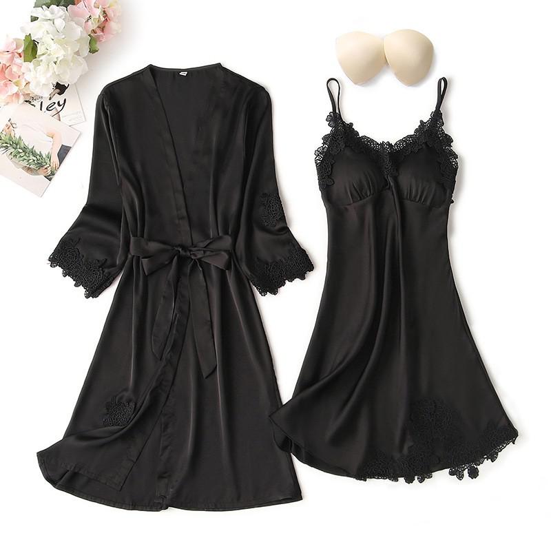 Lace Trim Sexy Wedding Lady Robe Suit Loose Satin Bride Bridesmaid Kimono Bathrobe Gown Mini Sleepwear Rayon Intimate Lingerie