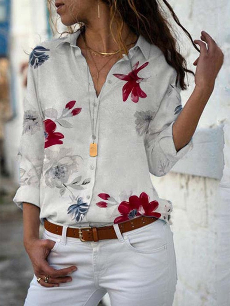 Long Sleeve Women Blouses 2022 Plus Size Turn-down Collar Blouse Shirt Casual Tops Elegant Work Wear Chiffon Shirts 5XL