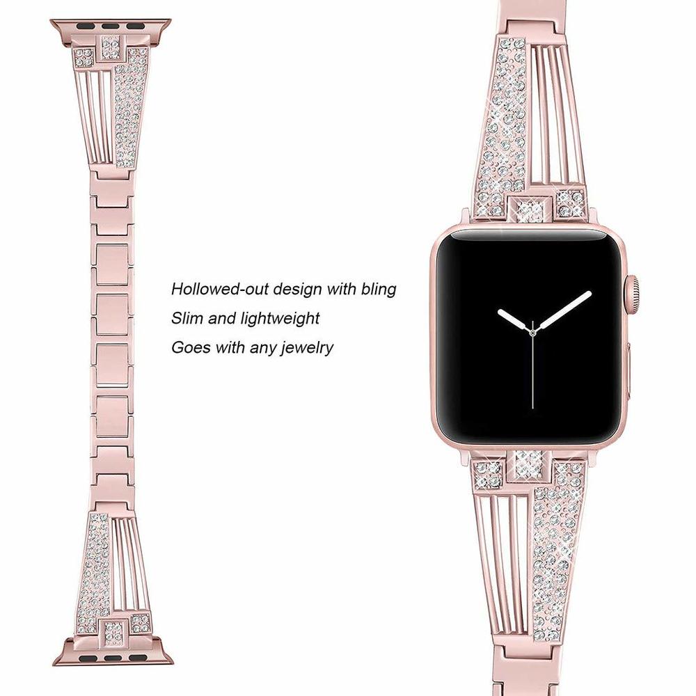 Luxury Crystal Diamond Bracelet Strap For Apple Watch Band 7 42mm 38 40 44 mm Series 6 5 4 3 Bands Steel Women Wrist for iwatch