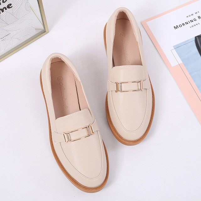 European and American fashion women&#39;s shoes retro loaferflate small leather shoes light-mouthed single shoes AB102