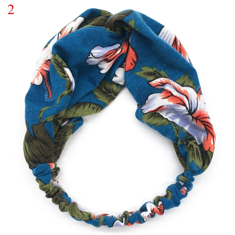 Fashion Women Girls Summer Bohemian Hair Bands Print Headbands Vintage Cross Turban Bandage Bandanas HairBands Hair Accessories