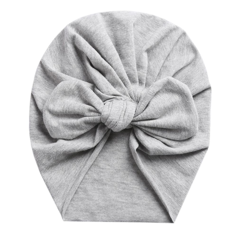 Solid Baby Cotton Beanies Cute Bear Ear Bowknot Turban Hats Sweet Soft 0-4T Elastic Caps for Newborn Baby Boy Girls Headwraps