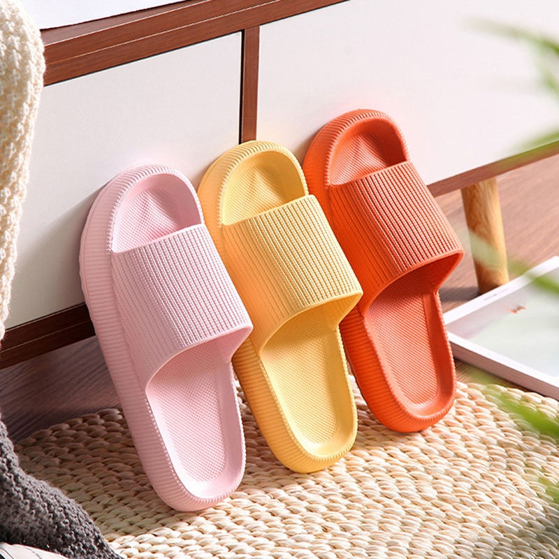 4cm Thick Platform Women&#39;s Slippers Summer Beach Eva Soft Slide Sandals Leisure Men Indoor Bathroom Shoes Anti-slip Dropshipping
