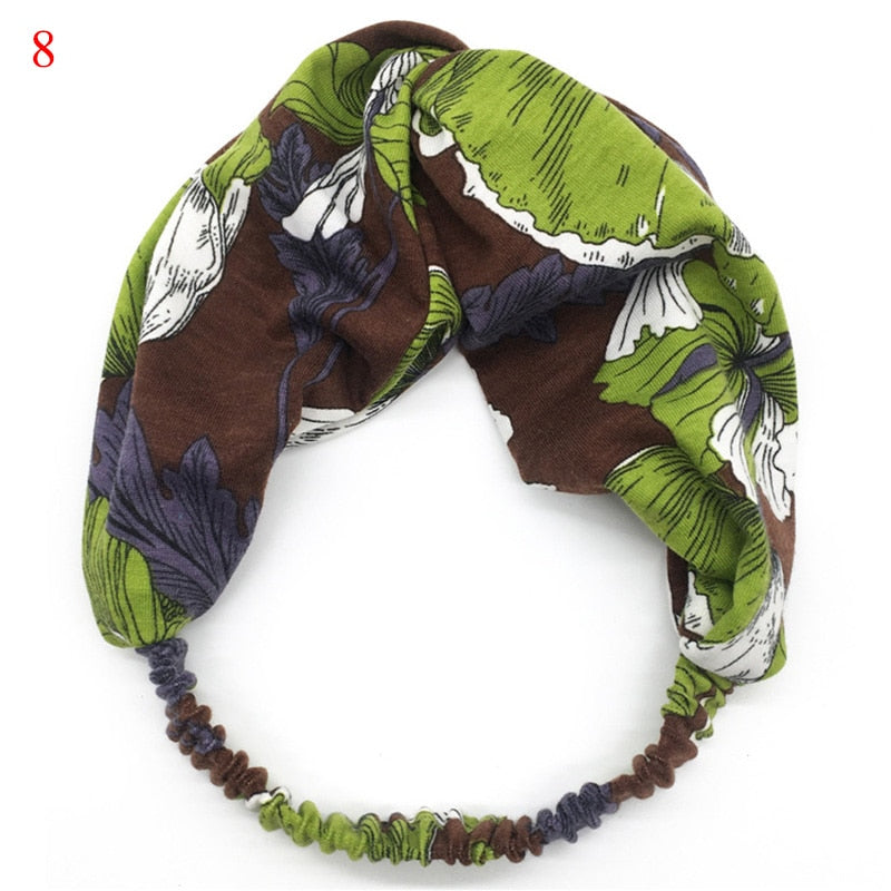 Fashion Women Girls Summer Bohemian Hair Bands Print Headbands Vintage Cross Turban Bandage Bandanas HairBands Hair Accessories