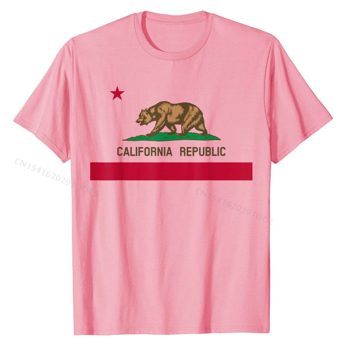 California Republic Flag Patriotic State Travel USA Gift T-Shirt Cotton Tops Tees Hip hop Discount Normal T Shirt
