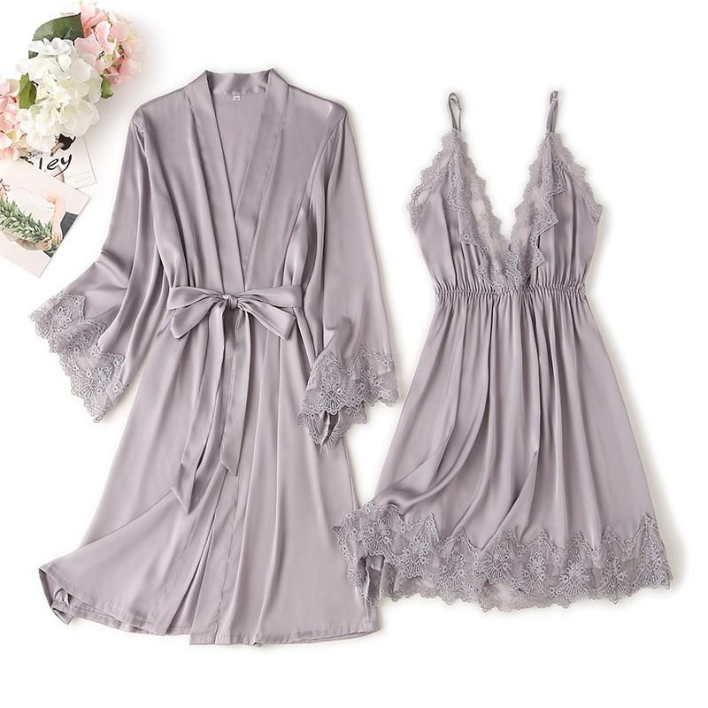 Lace Trim Sexy Wedding Lady Robe Suit Loose Satin Bride Bridesmaid Kimono Bathrobe Gown Mini Sleepwear Rayon Intimate Lingerie