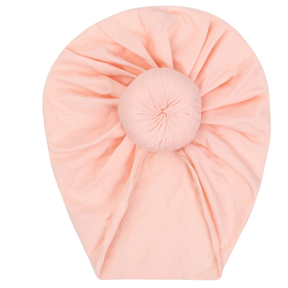 Solid Baby Cotton Beanies Cute Bear Ear Bowknot Turban Hats Sweet Soft 0-4T Elastic Caps for Newborn Baby Boy Girls Headwraps