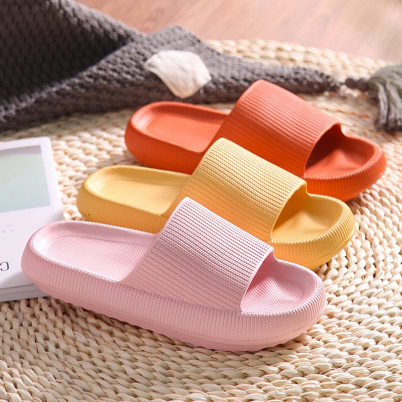 4cm Thick Platform Women&#39;s Slippers Summer Beach Eva Soft Slide Sandals Leisure Men Indoor Bathroom Shoes Anti-slip Dropshipping