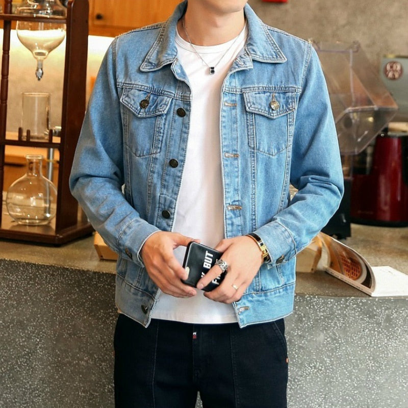 Hot 2022 Fashion Mens Denim Jackets Slim Fit Mens Jeans Jacket Cotton Outwear Coat Long Sleeve Hole Male Clothing Size M-4XL
