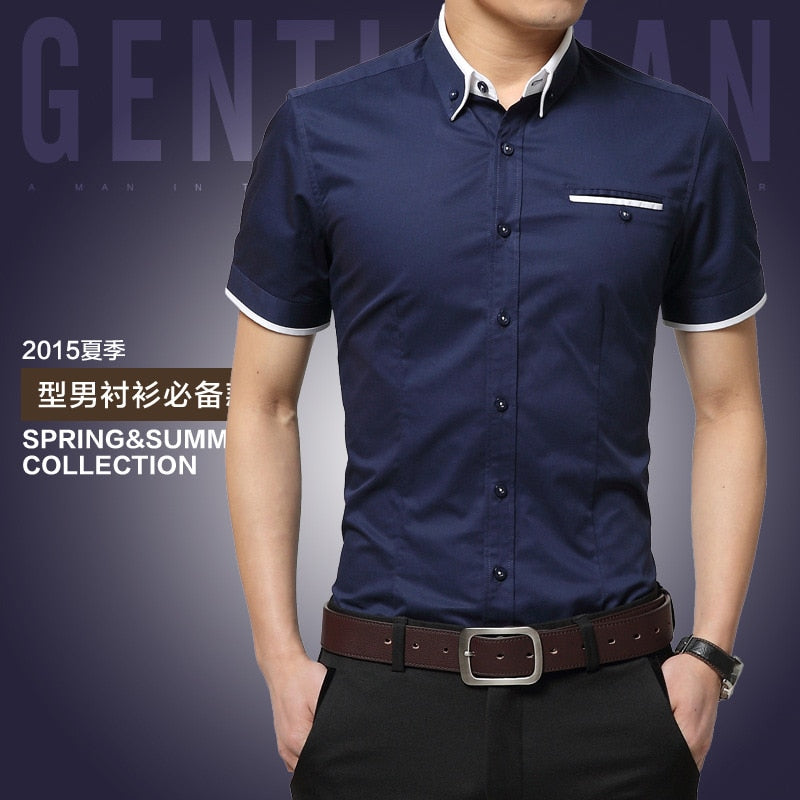 2022 New Arrival Brand Men&#39;s Summer Business Shirt Short Sleeves Turn-down Collar Tuxedo Shirt Shirt Men Shirts Big Size 5XL