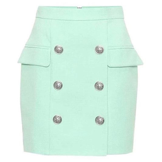HIGH STREET 2022 Newest Designer Skirt Women's Lion Buttons Double Breasted Mini Skirt