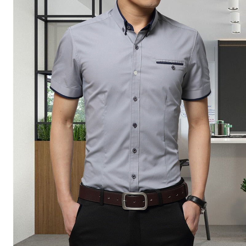 2022 New Arrival Brand Men&#39;s Summer Business Shirt Short Sleeves Turn-down Collar Tuxedo Shirt Shirt Men Shirts Big Size 5XL
