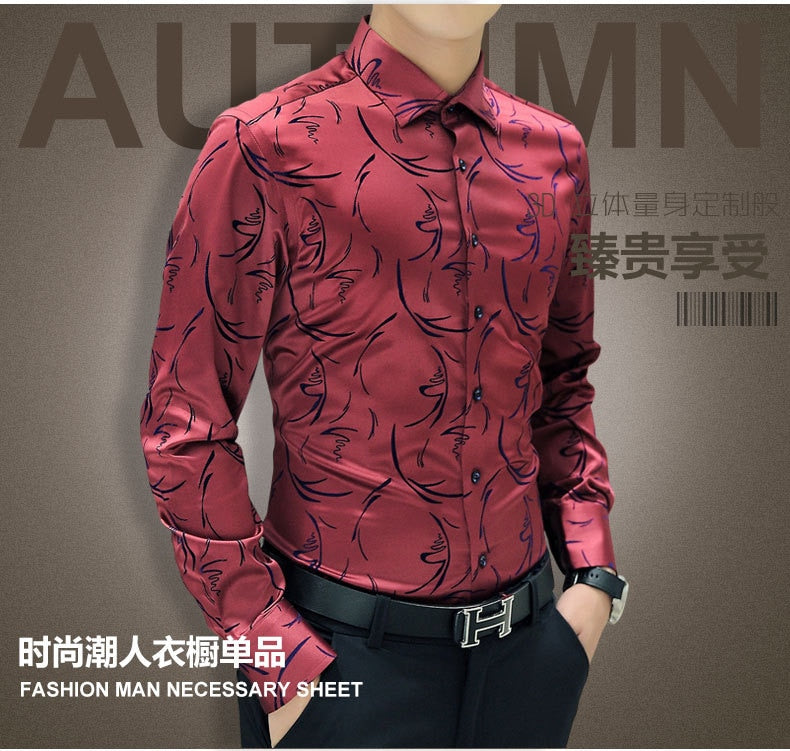Plus Size 5XL 2022 New Men&#39;s Luxury Shirts Wedding Dress Long Sleeve Shirt Silk Tuxedo Shirt Men Mercerized Cotton Shirt