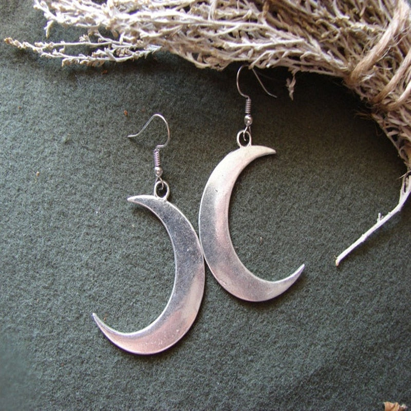 Big Crescent Moon Bronze Long Earrings mystic gothic jewelry Wiccan Moon phase witchy Goddess women Fashion gift 2020 new Lunar