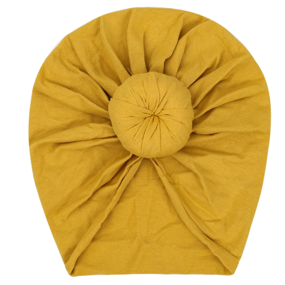 Solid Baby Cotton Beanies Cute Bear Ear Bowknot Turban Hats Sweet Soft 0-4T Elastic Caps for Newborn Baby Boy Girls Headwraps
