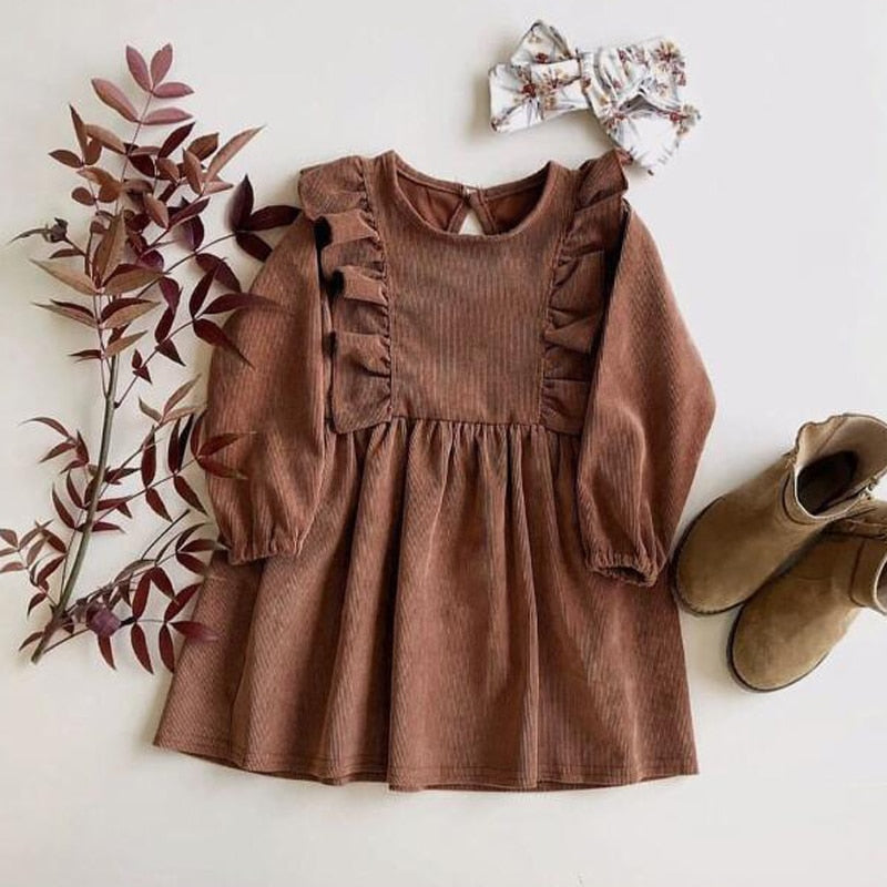 Humor Bear Girls Floral Dress  NEW Baby Girls Dress Party College Style Lapel Princess Dress Fashion Kids Children Clothing