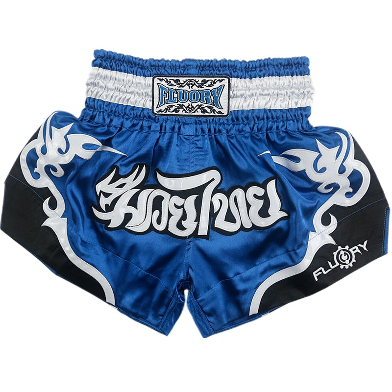 Fluory  Men Women Kids Fight shorts Boxing Pants Shorts embroidery MMA Shorts Muay thai shorts for combat games