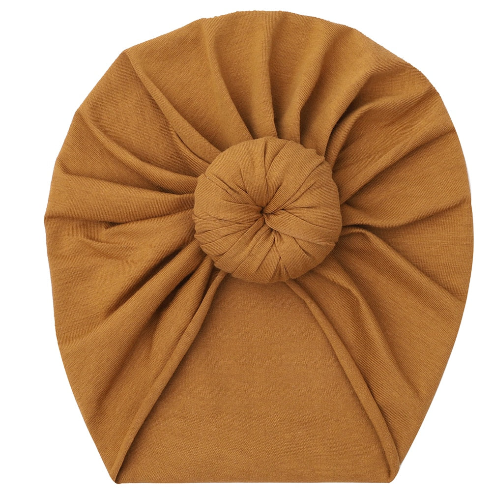 Solid Baby Cotton Beanies Cute Bear Ear Bowknot Turban Hats Sweet Soft 0-4T Elastic Caps for Newborn Baby Boy Girls Headwraps