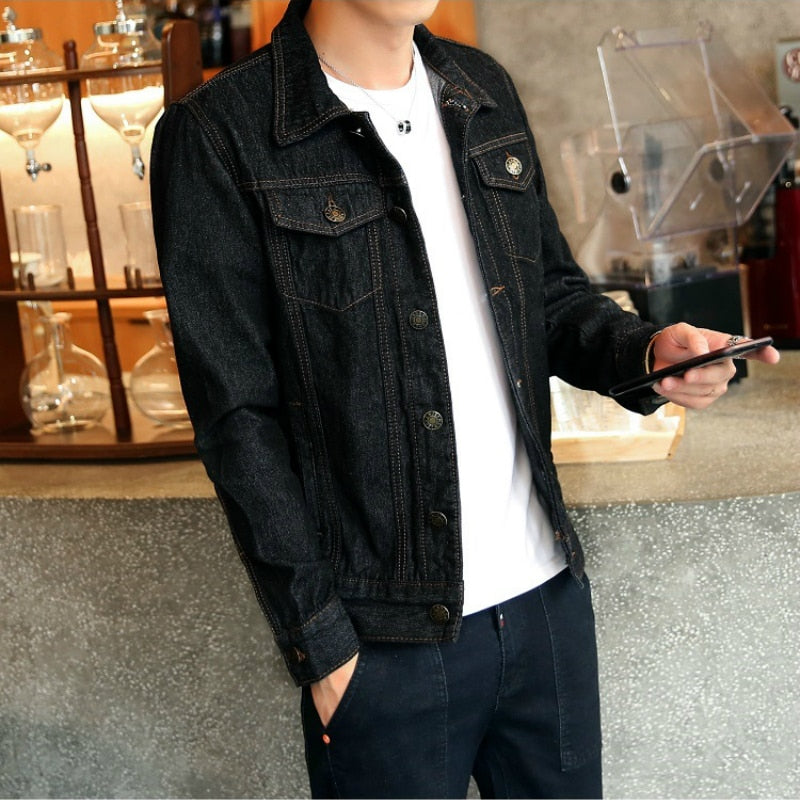 Hot 2022 Fashion Mens Denim Jackets Slim Fit Mens Jeans Jacket Cotton Outwear Coat Long Sleeve Hole Male Clothing Size M-4XL