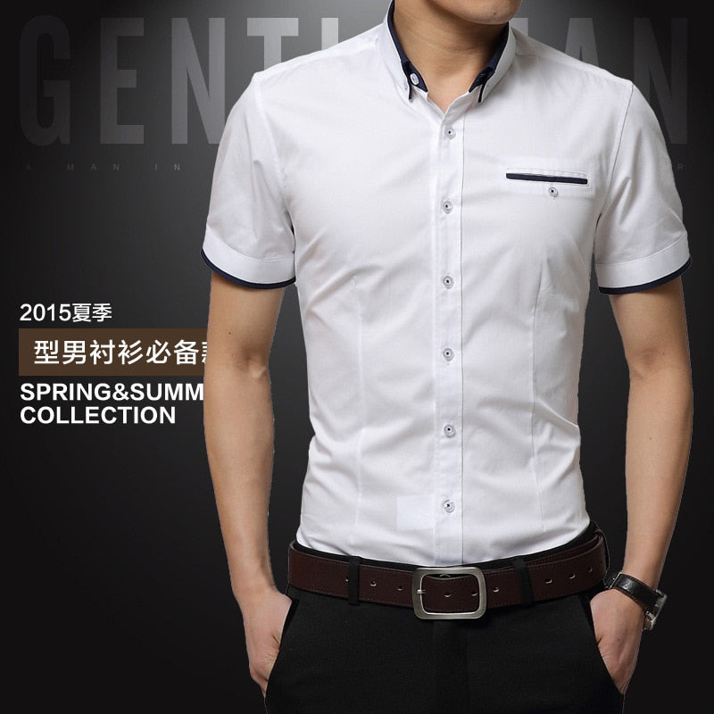 2022 New Arrival Brand Men&#39;s Summer Business Shirt Short Sleeves Turn-down Collar Tuxedo Shirt Shirt Men Shirts Big Size 5XL