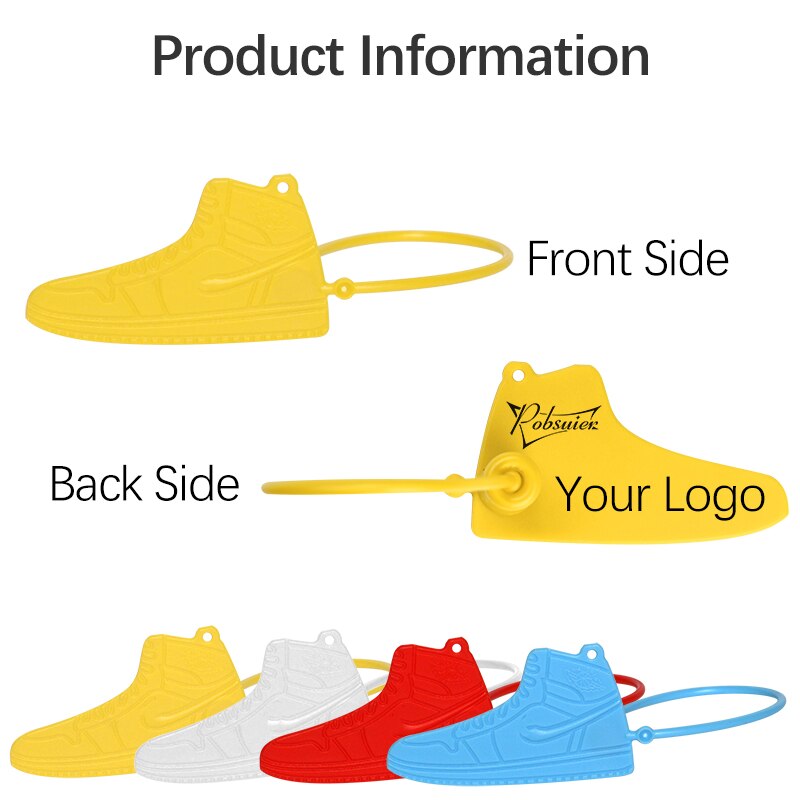 100 Custom Logo on AJ Labels Tags Off Disposable White Plastic Brand Printed Hang Label Tag for Sneakers Air Shoes 160mm/6.3"